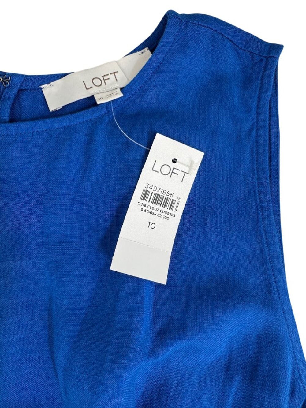 LOFT Linen Blend Twist Front Mini Dress Blue Sleeveless Size 10 NWT - Picture 8 of 9